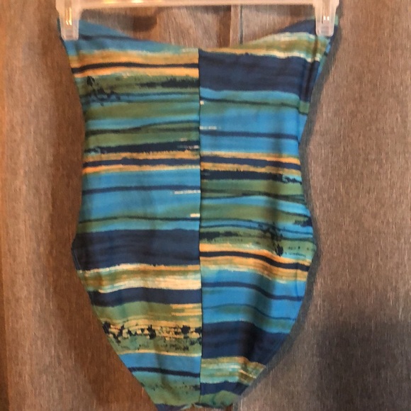 Women’s one piece Y2k blue striped  VTG Hydra swimsuit - Picture 4 of 8